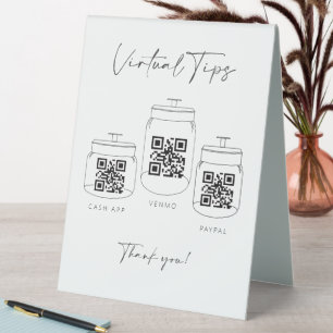 Triple Tipp Jar Scan QR Code Cash App Payment Tischaufsteller