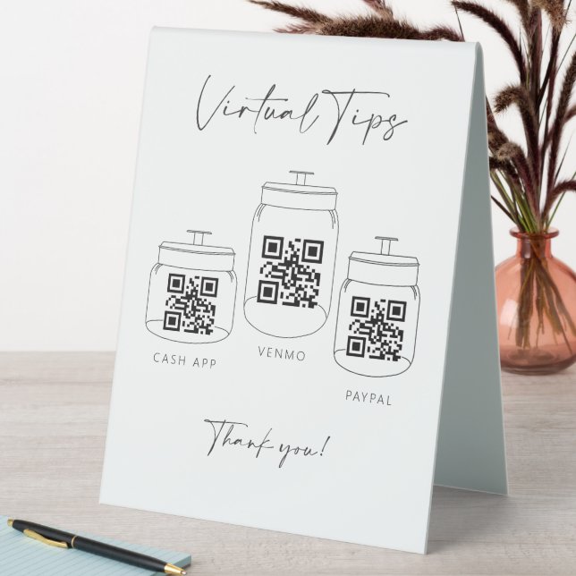 Triple Tipp Jar Scan QR Code Cash App Payment Tischaufsteller (In Situ (Tisch))