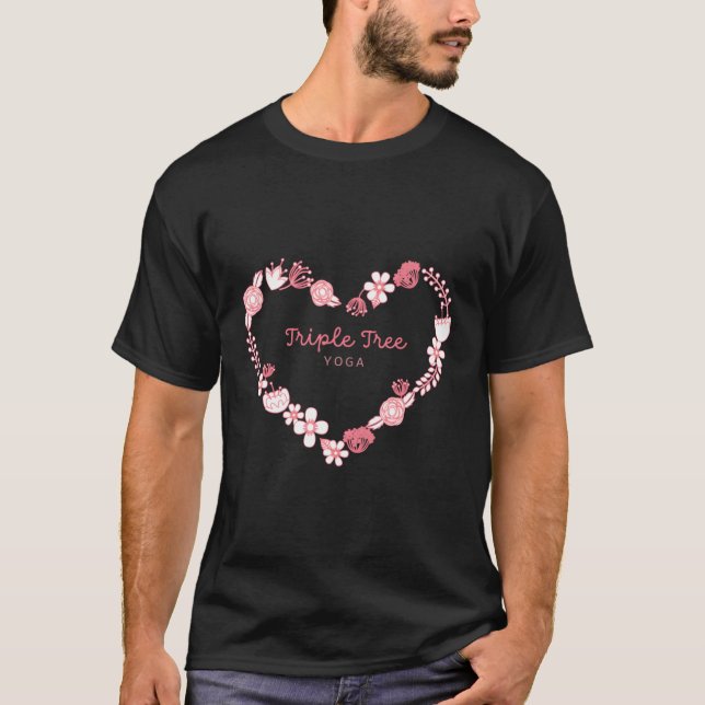 Triple Tree Yoga Floral Wreath He T-Shirt (Vorderseite)