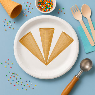 Triple Waffle Ice Cream Cone Summer Dessert Pappteller