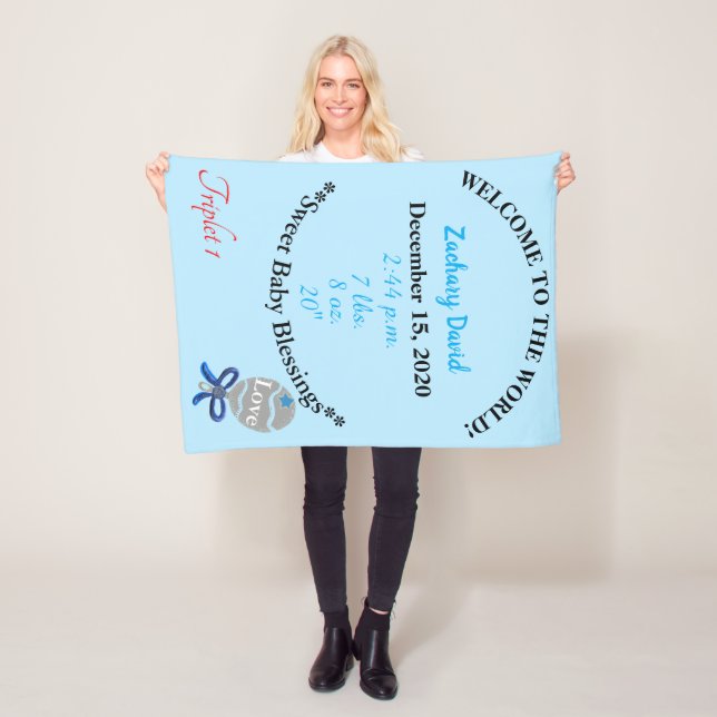 Triplet Baby Boy Couverture en polaire personnalis (En situation)