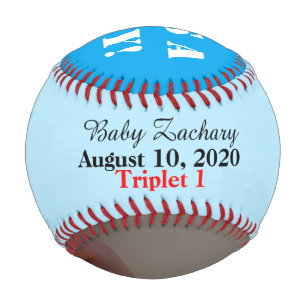 Triplet Boys Foto Birth Stats Blue Baseball