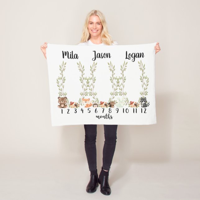 Triplet Woodland Meilenstein Holzkiste Fleecedecke (Beispiel)