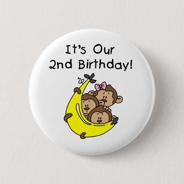 Triplets 2. - Zwei Jungs/eine Girl-Tshirts Button (Vorderseite)