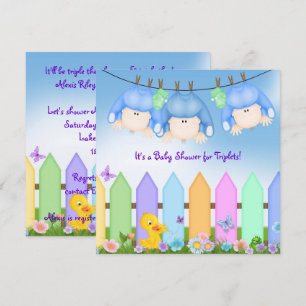 Triplets Baby Boy Dusche Einladung