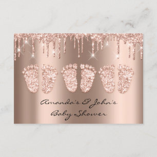 Triplets Baby Shower Feet Rose Gold Girl Boy Einladung