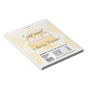 Triplets Baby Showküche Bar Wrapper Gastgeschenk Notizblock