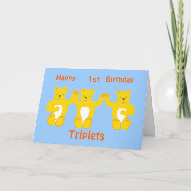 Triplets Birthday Card, Add year/names Karte (Vorderseite)