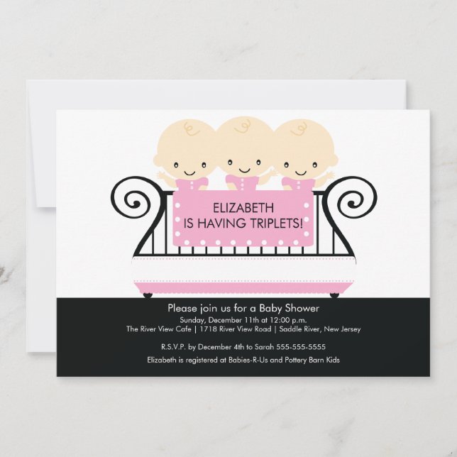 TRIPLETS chic dans Invitation Baby shower d'enfant (Devant)