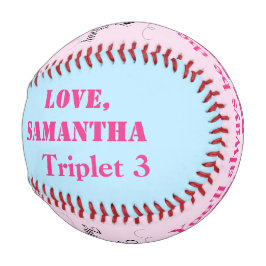 Triplets des Vaters am Tag Rosa Blauer Foto Baseba Baseball