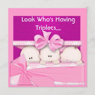 TRIPLETS FILLES BABY SHOWER INVITATION