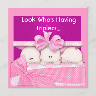 TRIPLETS FILLES BABY SHOWER INVITATION