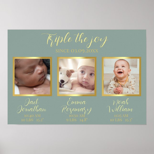 Triplets gebären neue Eltern Geschenkwand Dekorati Poster (Vorne)