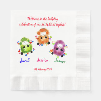 Triplets-Geburtstagsfeier Serviette