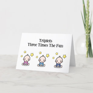 Triplets Glückwunschkarte, 1 Mädchen und 2 Jungen, Dankeskarte