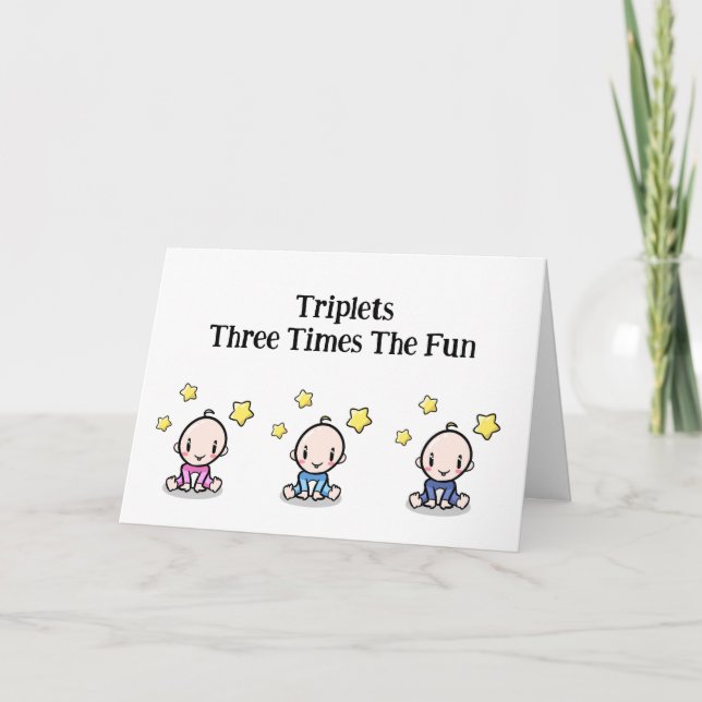 Triplets Glückwunschkarte, 1 Mädchen und 2 Jungen, Dankeskarte (Vorderseite)