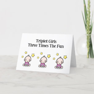 Triplets Glückwunschkarte, 3 Triole Girls, Dankeskarte