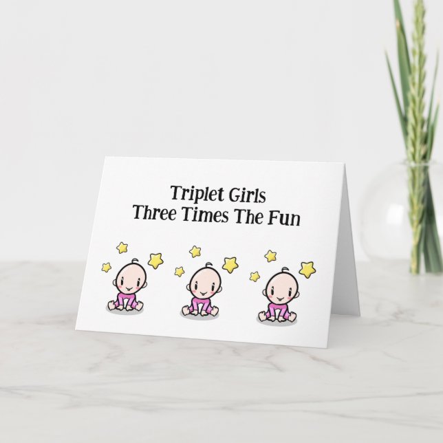 Triplets Glückwunschkarte, 3 Triole Girls, Dankeskarte (Vorderseite)