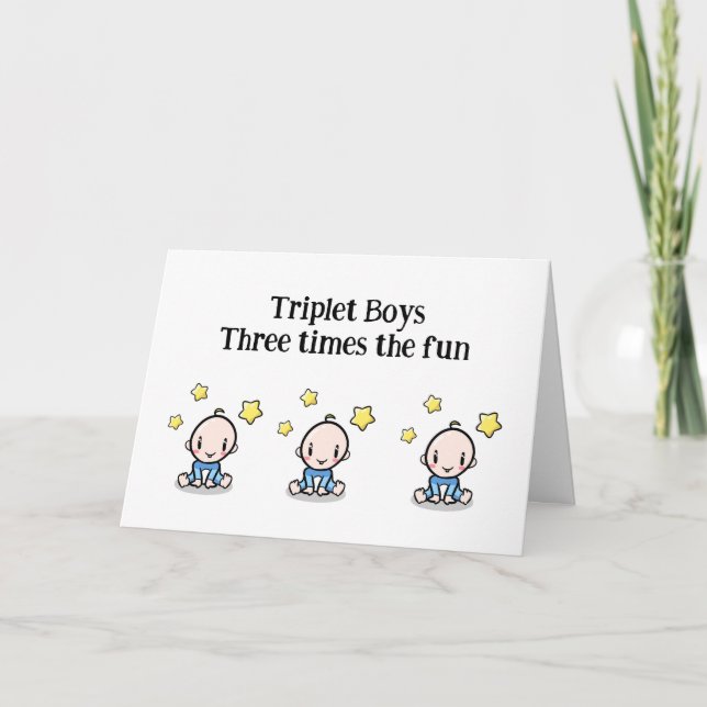 Triplets Glückwunschkarte, 3 Triole Jungs, Dankeskarte (Vorderseite)