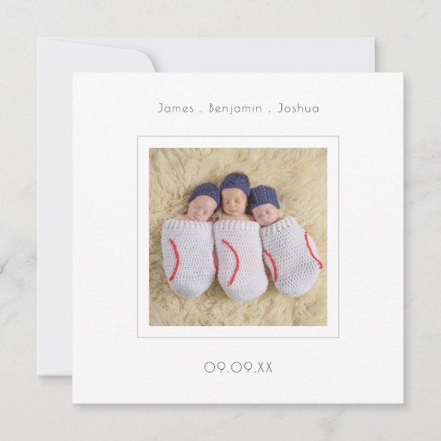 Triplets minimaux simples Faire-part de naissance  (Devant)