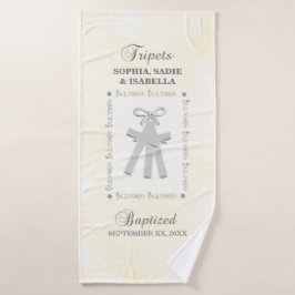 Triplets Taufe auf Gelben 3 Kreuze Personalisiert Badehandtuch