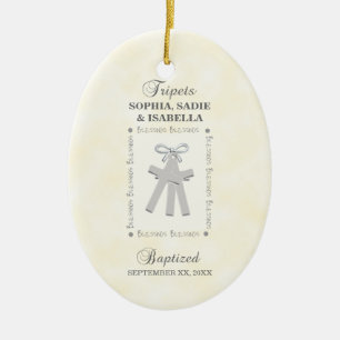 Triplets Taufe auf Gelben 3 Kreuze Personalisiert Keramik Ornament