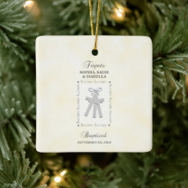 Triplets Taufe auf Gelben 3 Kreuze Personalisiert Keramikornament