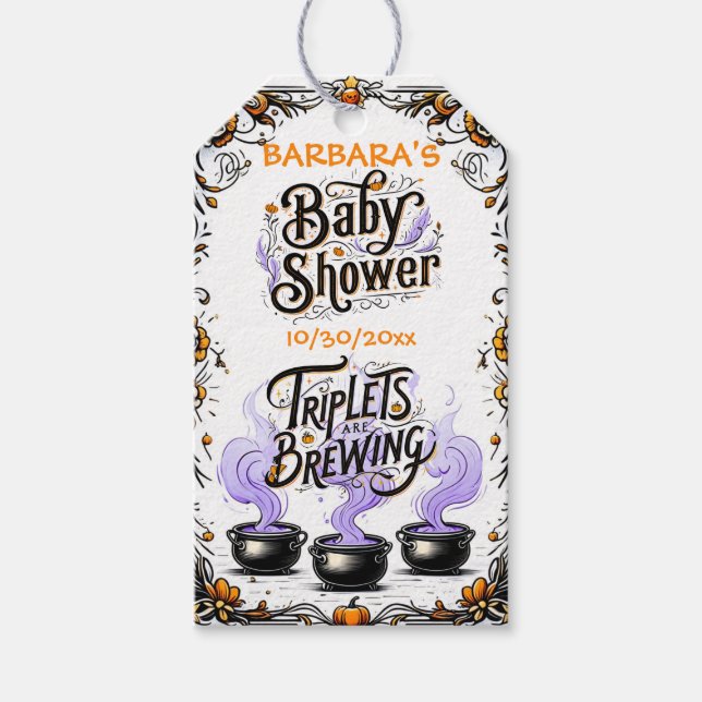 Triplets werden Babydusche-Geschenketiketten beifü Geschenkanhänger (Vorderseite)