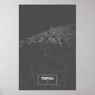 Tripoli, Libyen (weiß auf Schwarzem) Poster