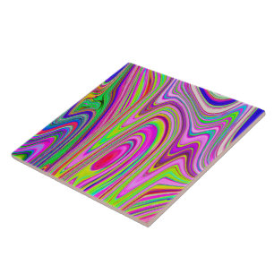 Trippelgelb und rosa Abstrakte Groovy Retro Art Fliese