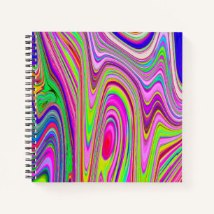 Trippelgelb und rosa Abstrakte Groovy Retro Art Notizbuch