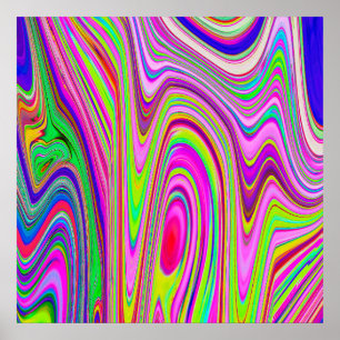 Trippelgelb und rosa Abstrakte Groovy Retro Art Poster