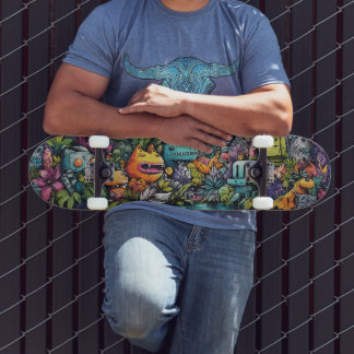 Trippige urbane Dschungelkunst Skateboard