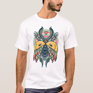 Trippiges buntes Käfer altes Tätowierdesign T-Shirt