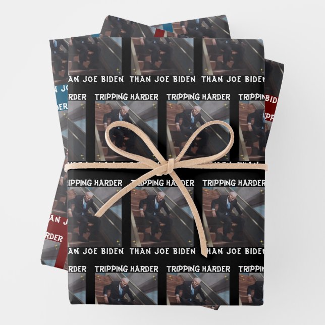 Tripping Harder als Joe Biden Geschenkpapier Set (Beispiel)