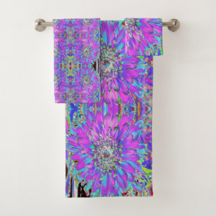 Trippy Abstrait Aqua, Lime Green et Purple Dahlia