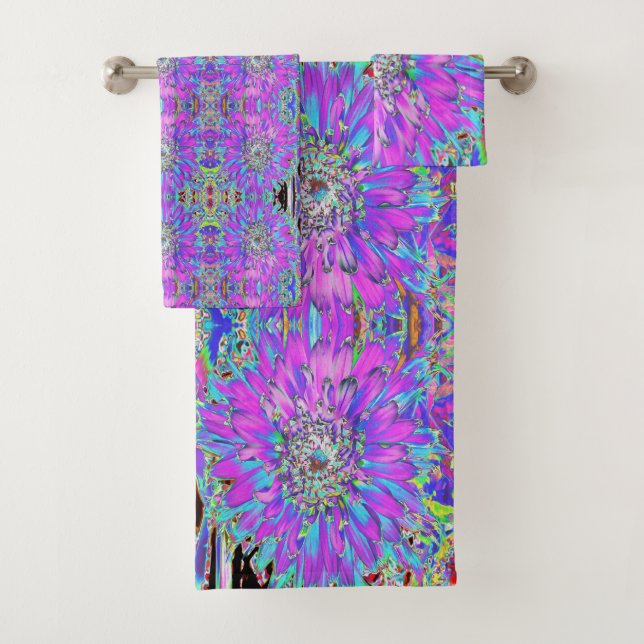 Trippy Abstrait Aqua, Lime Green et Purple Dahlia (En situation)