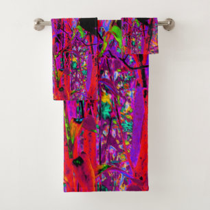Trippy Abstrakt Rainbow Oriental Lily Blume Badhandtuch Set
