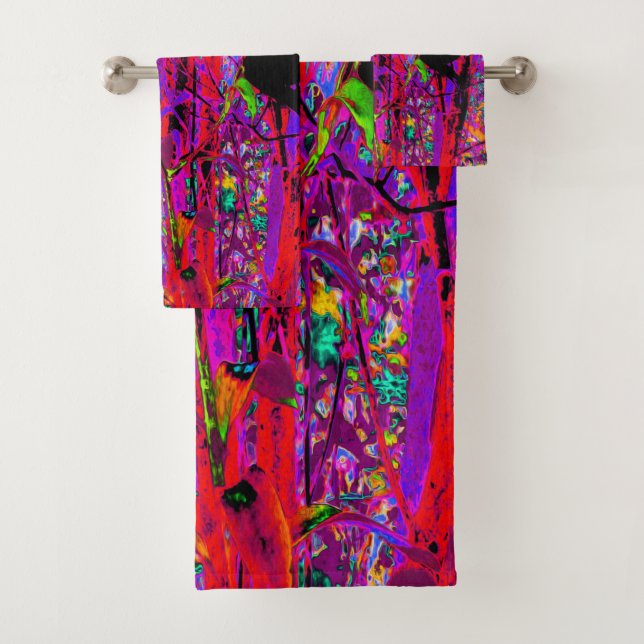 Trippy Abstrakt Rainbow Oriental Lily Blume Badhandtuch Set (Insitu)