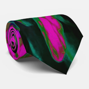 Trippy Abstrakt Retro Hot Pink und Schwarze Blume Krawatte