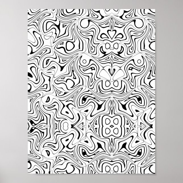 Trippy abstraktes Wirbelmuster Malvorlage Kunst Poster (Vorne)