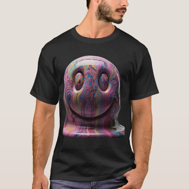 Trippy Acid Dripping Smiley T-Shirt (Vorderseite)