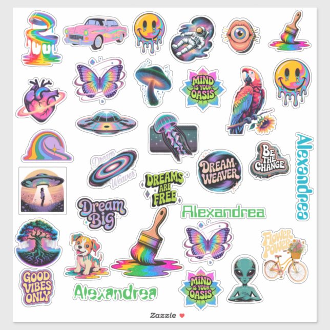 Trippy Art Custom-Cut Vinyl Sticker (Blatt)