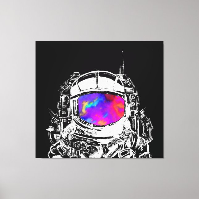 Trippy Astronaut Helmet Leinwanddruck (Vorderseite)