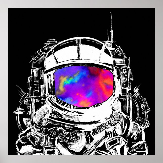 Trippy-Astronautenkopf Poster (Vorne)
