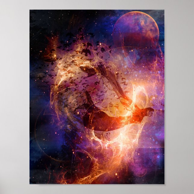 Trippy Birds Print Poster (Vorne)