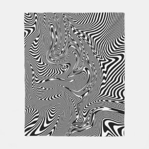 Trippy Black and White Abstrakt Pattern Fleecedecke