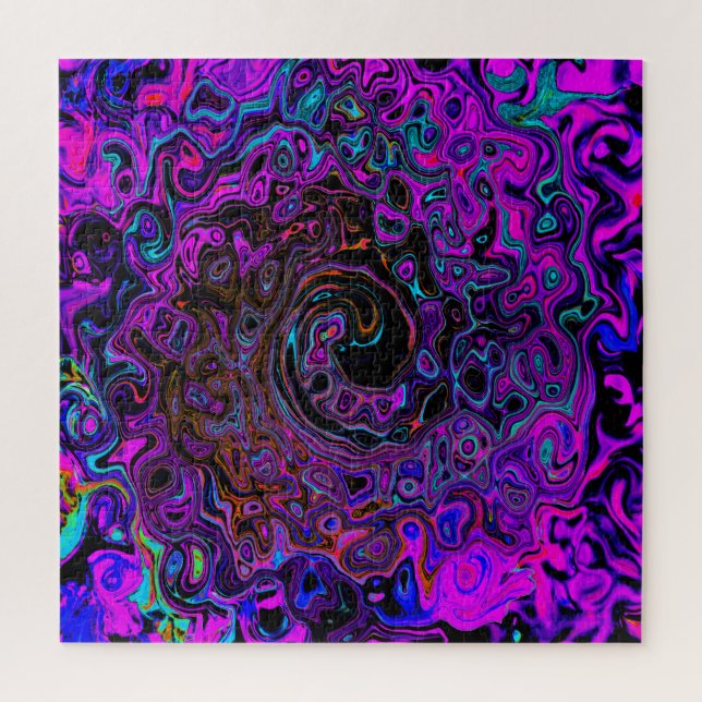 Trippy Black und Magenta Retro Liquid Swirl (Vertikal)
