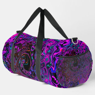 Trippy Black und Magenta Retro Liquid Swirl Duffle Bag