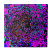 Trippy Black und Magenta Retro Liquid Swirl